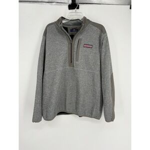 Vineyard Vines Pullover Mens XL Gray Quarter Zip Shep Shirt Mixed Media Fraying